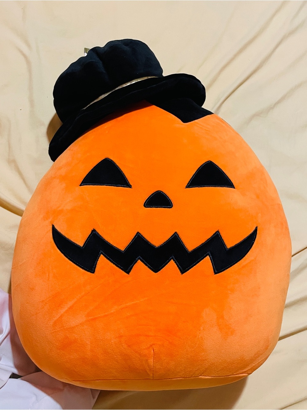 Jumbo Squishmallow Riba the Pumpkin Jack-O'-Lantern Costume Plush Hat